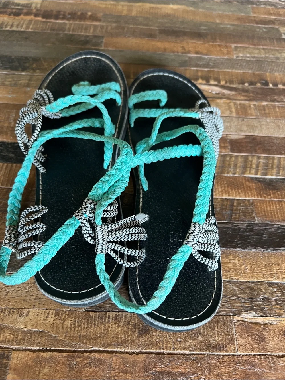 Braided Turquoise Strappy Women’s Sandals